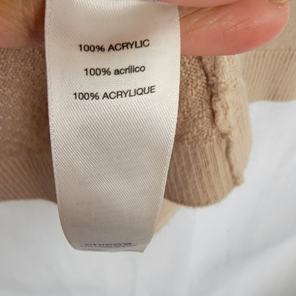 CHICOS Tan Spring Summer Light Knit Cardigan - Picture 3 of 8